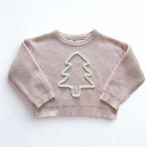 Tullabee girls pink holiday knit sweater Christmas tree size 10-12Y festive